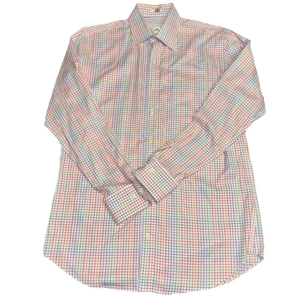 Peter Millar Mens Long Sleeve 100% Cotton Shirt Medium Rainbow Plaid Easter